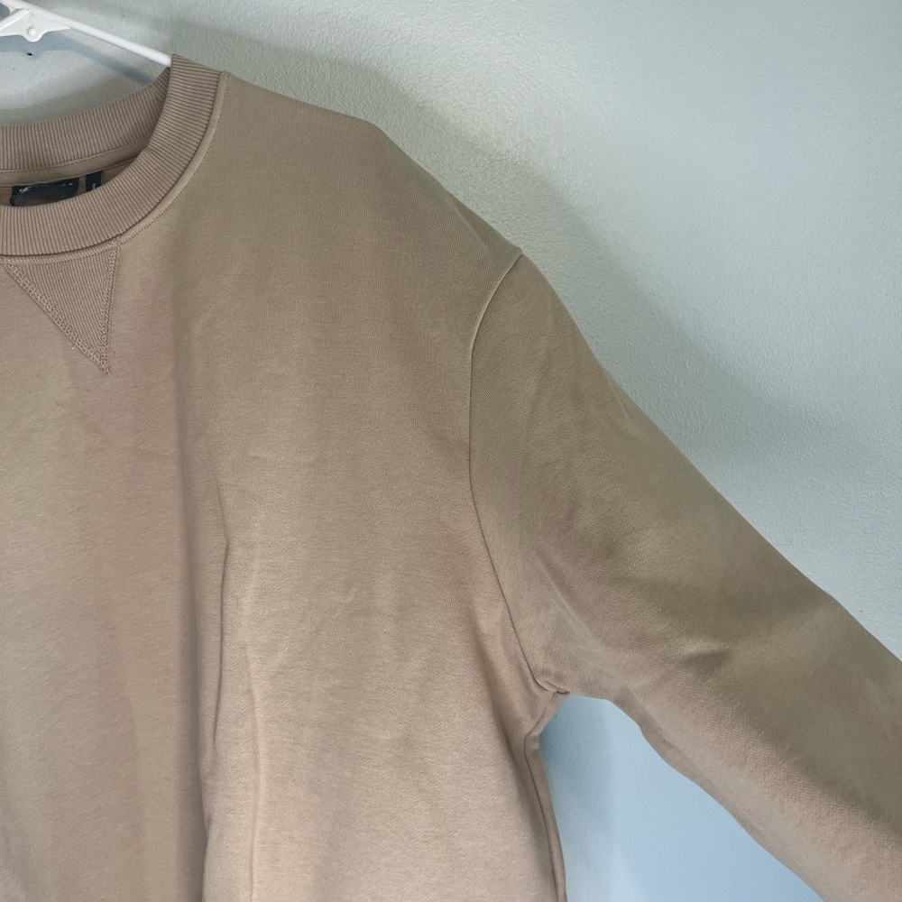 ASOS Crew Neck Long Sleeve Sweatshirt Beige Sz 2XL Basic Normcore Simple Thick - Picture 4 of 9